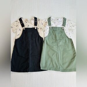 H&M Girls Bibbed OVERALLS-T Shirt Dresses Sz 4T-5T Bundle Lot/2 Adjustable Strap